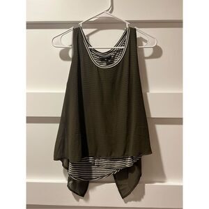 B Collection by Bobeau green overlay v back and white striped size Small